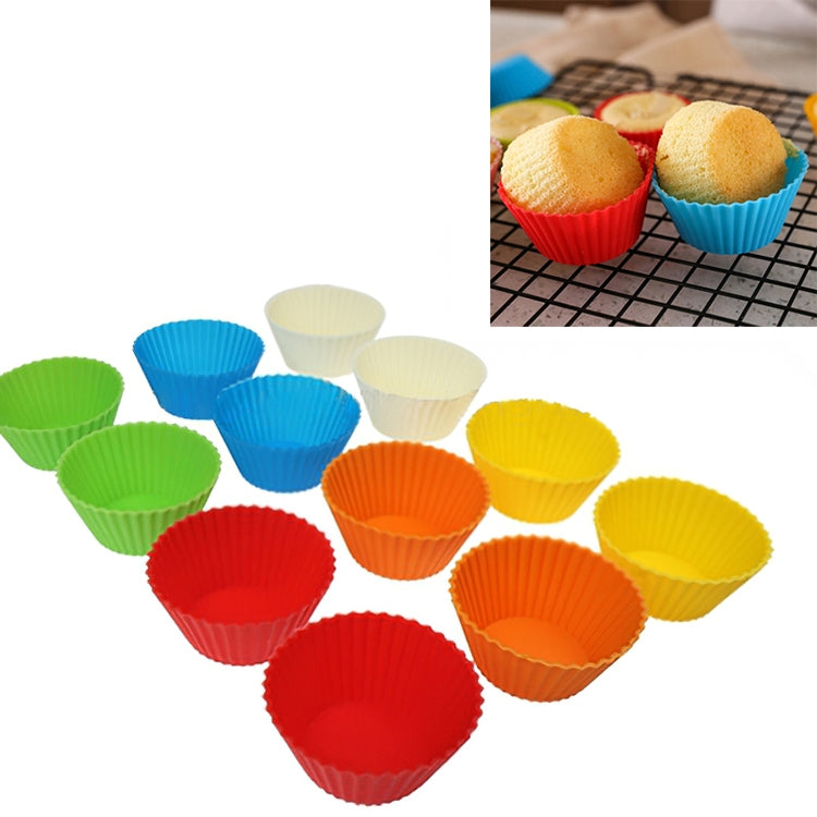 12 PCS Soft Silicone Round Cake Cup Muffin Cases Chocolate Cupcake Liner Baking Cup