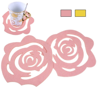 Chinese Cutting Paper Rose Style Insulating Coaster Cup Mat,2 pcs in one packaging, the price is for 2 pcs (Random Color Delivery)