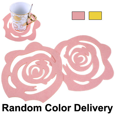 Chinese Cutting Paper Rose Style Insulating Coaster Cup Mat,2 pcs in one packaging, the price is for 2 pcs (Random Color Delivery)