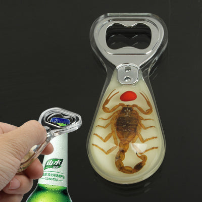 Amber Scorpion with Red Fruit Style Bottle Opener Soda Cola Beer Decapper