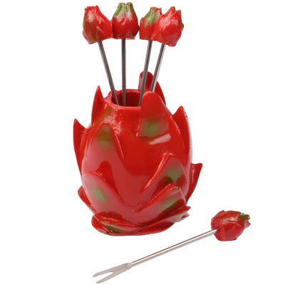 Creative Fashion Stainless Steel Resin Cute Pitaya Fruit Fork Set