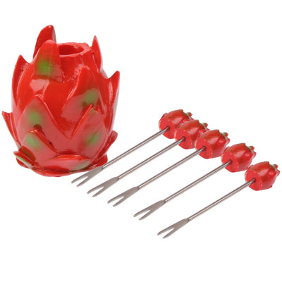 Creative Fashion Stainless Steel Resin Cute Pitaya Fruit Fork Set