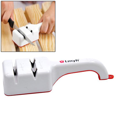 Two V-shaped Grooves Design Steel Blades Family Kitchen Knife Grinder(White)