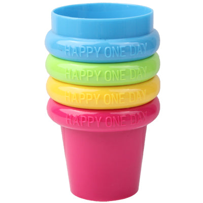 4pcs Portable Plastic Travel Mugs Happy Cup Colorful Water Cups