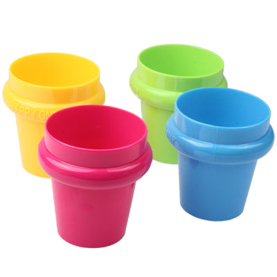 4pcs Portable Plastic Travel Mugs Happy Cup Colorful Water Cups