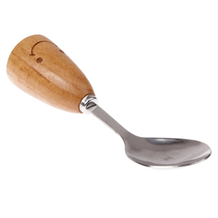 Smiley Wooden Handle Stainless Steel Spoon, Length: 14.3cm