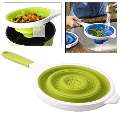Non Stick Silicone Flexible Colander Food Drainer Strainer Pop out Handle(Random color)