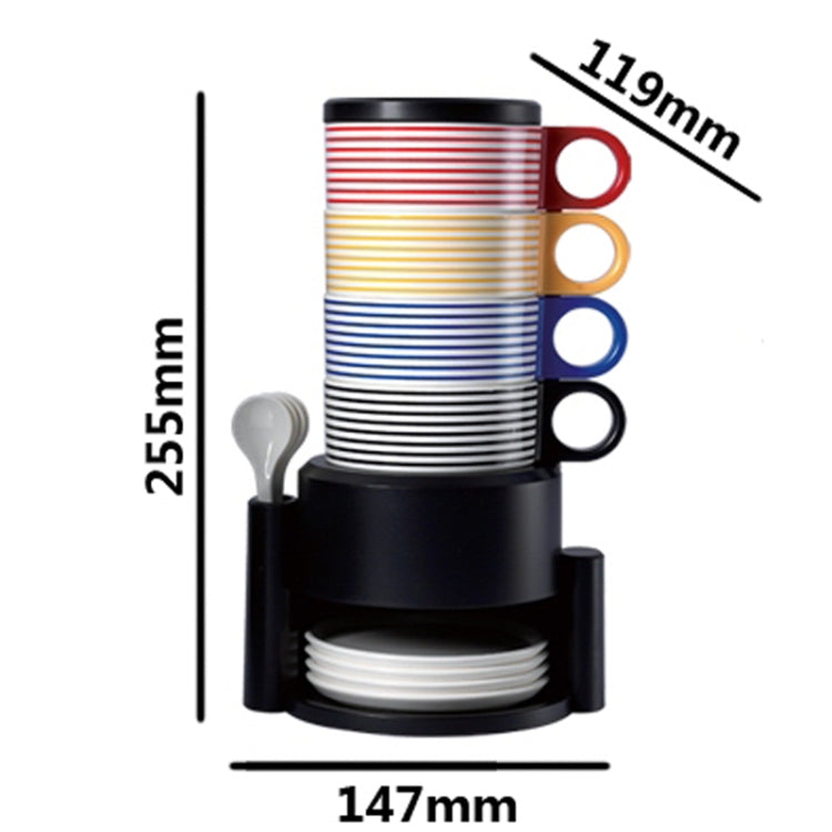 4pcs Creative Rainbow Plastic Coffee Cup Set with Coaster & Spoon