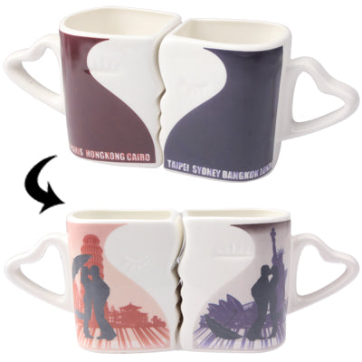 2 pcs Funky Heat Sensitive Color Changing High-Grade Porcelain Fashion Coffee Mug/ Cup