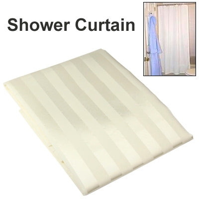 Polyester Vertical Stripe Shower Curtain with 8 Hooks(Beige)