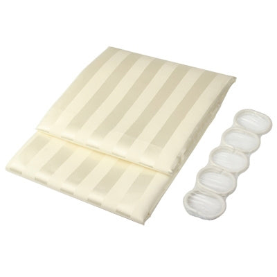 Polyester Vertical Stripe Shower Curtain with 8 Hooks(Beige)