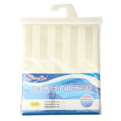 Polyester Vertical Stripe Shower Curtain with 8 Hooks(Beige)