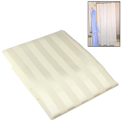 Polyester Vertical Stripe Shower Curtain with 8 Hooks(Beige)