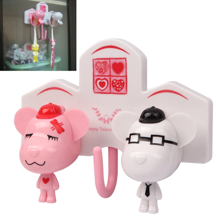 Cartoon Style Toothbrush Holder with Suction Cups for Couples (Random Delivery)
