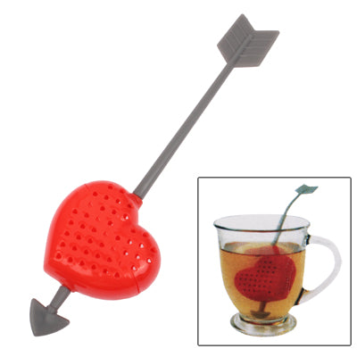 Modern Design Heart Shape Plastic + Silicon Tea Herb Filter Infuser Strainer Teabag(Red)