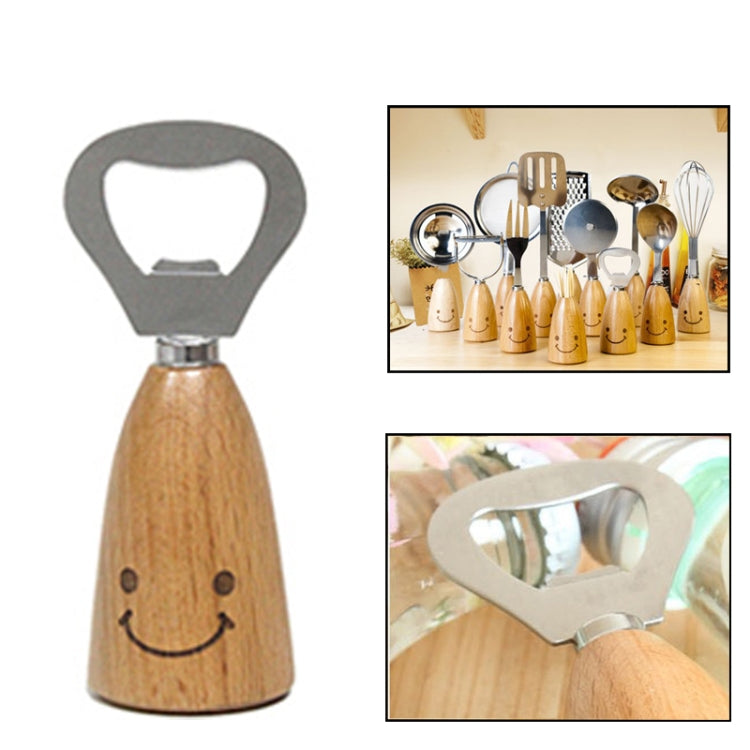 Smiley Wooden Handle Stainless Steel Opener, Length: 10cm