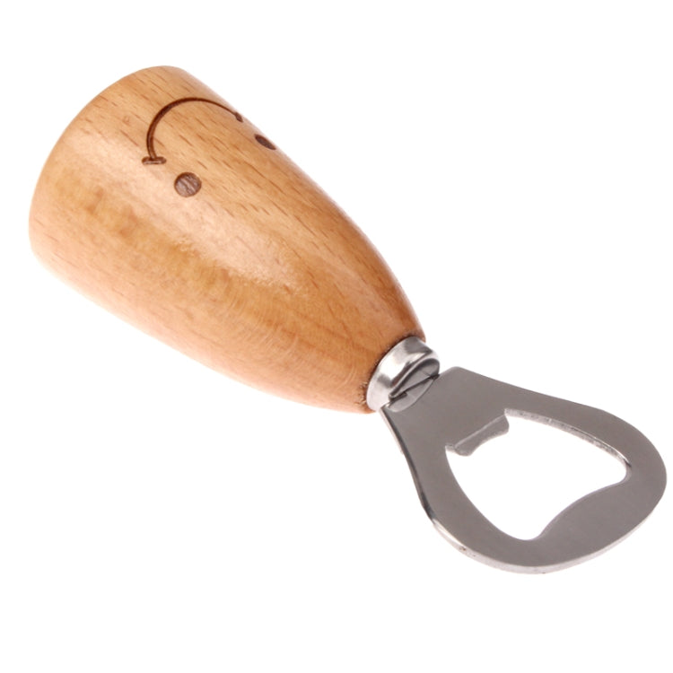 Smiley Wooden Handle Stainless Steel Opener, Length: 10cm