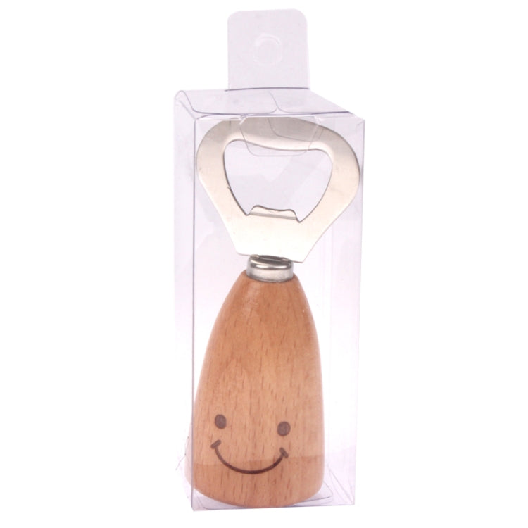 Smiley Wooden Handle Stainless Steel Opener, Length: 10cm