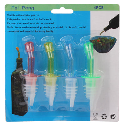 4 PCS Reusable Screw Structure Stopple Bottle Stopper Plug & Pourer for Wine Liquor Seasoning