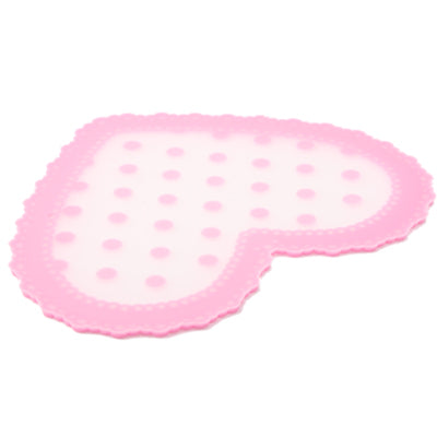 Heart-Shaped Patterned Lace Silicone Coaster (A pair)(Pink)