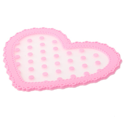 Heart-Shaped Patterned Lace Silicone Coaster (A pair)(Pink)