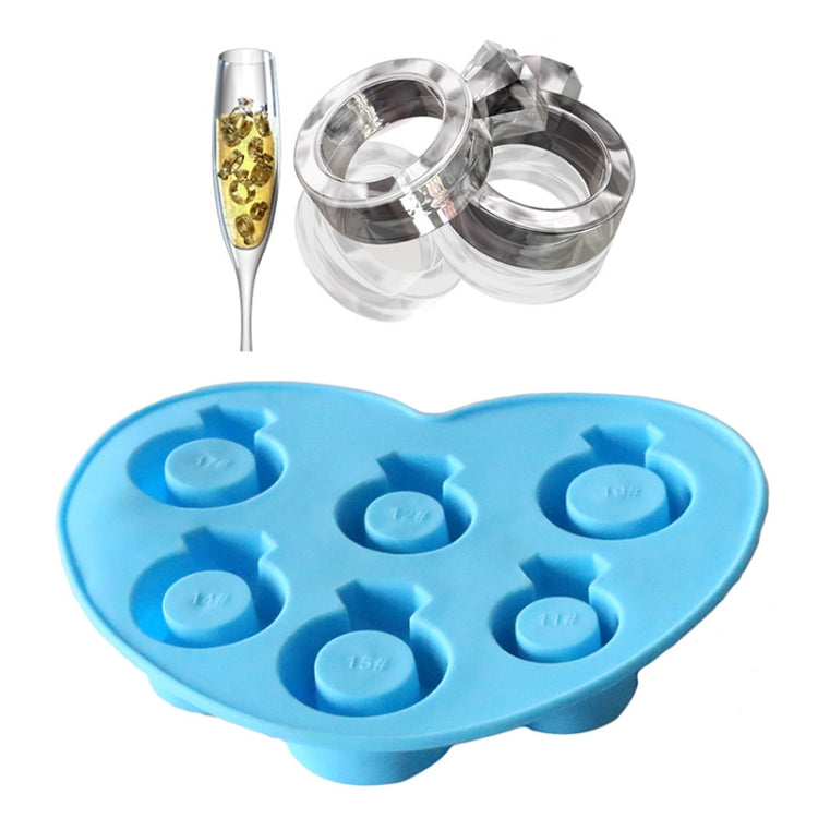 Creative Diamond Ring Shape 6-Grid Ice Cube Tray(Blue)
