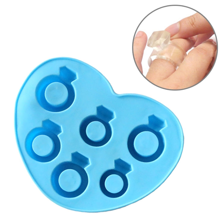 Creative Diamond Ring Shape 6-Grid Ice Cube Tray(Blue)