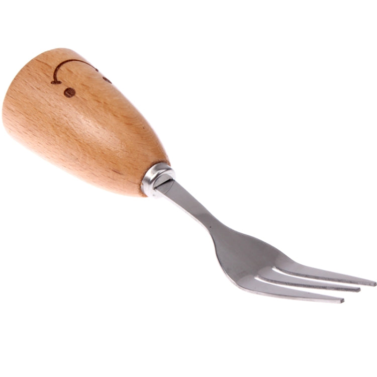 Smiley Wooden Handle Stainless Steel Fork, Length: 14cm