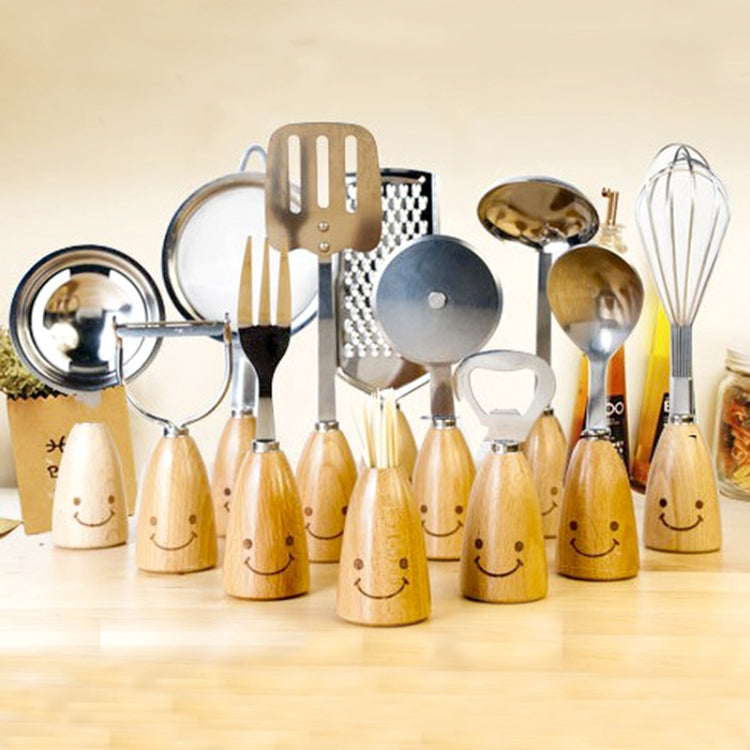 Smiley Wooden Handle Stainless Steel Fork, Length: 14cm