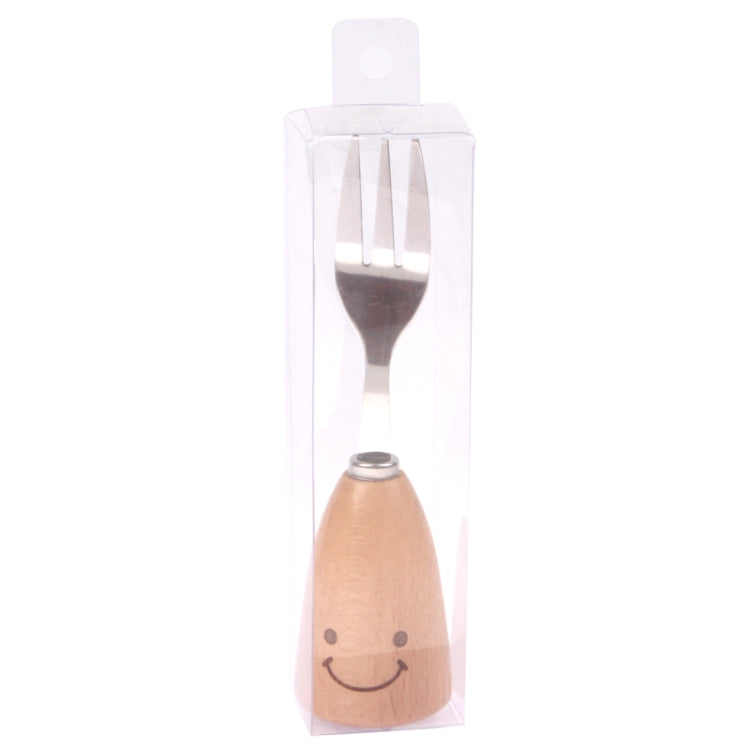 Smiley Wooden Handle Stainless Steel Fork, Length: 14cm