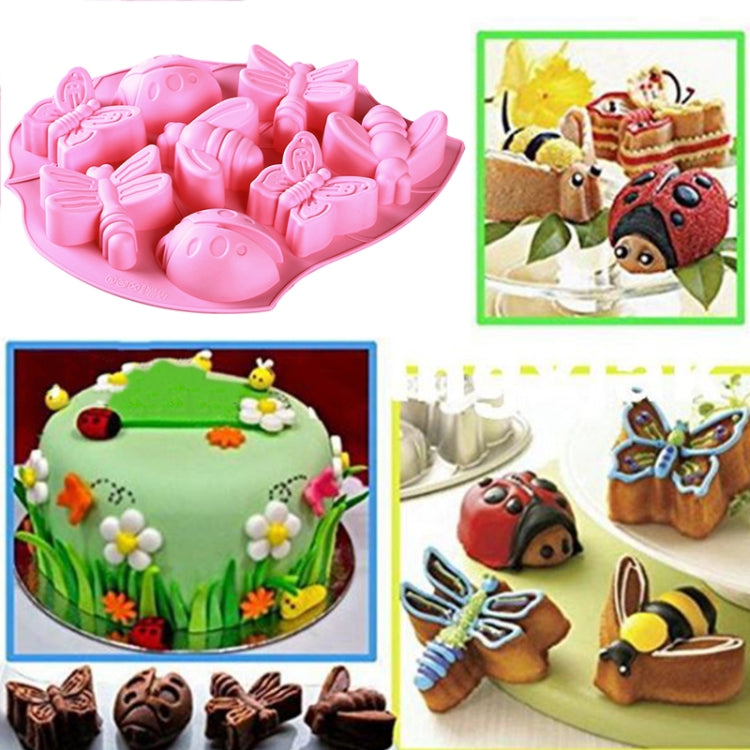 8-in-1 Insect Butterfly Dragonfly Beetle Shaped Silica Cake Mold