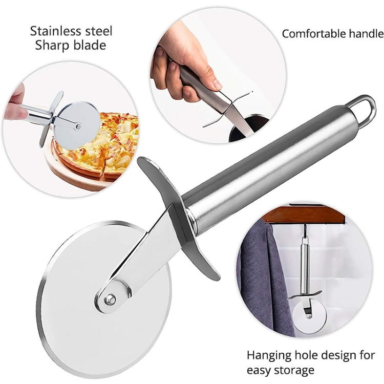 Stainless Steel Round Pizza Cutter Knife(Silver)