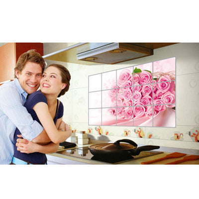 Rose Style Aluminum Foil Kitchen Sheet Sticker / Kitchen Oil Pollution Prevention Wall Sticker, Size: 75 x 45cm