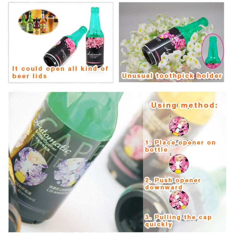 Creative Automatic Beer Bottle Openers Lid Cap Opener Tooth Pick Holder Tool