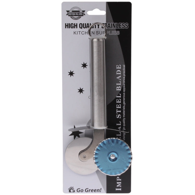 Stainless Steel Double-wheel Round Pizza Cutter Knife(Grey)