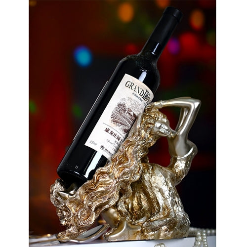 Fashion Long Hair Girl Creative Wine Rack European Resin Wine Bottle Holder