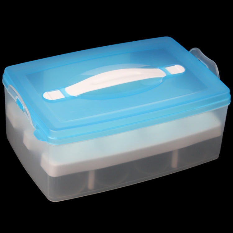 Double Layer Egg Storage Box for 24 Eggs(Blue)