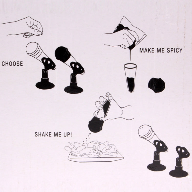 2 PCS Creative Microphone Shape Condiment Bottles / Salt Pepper Shakers