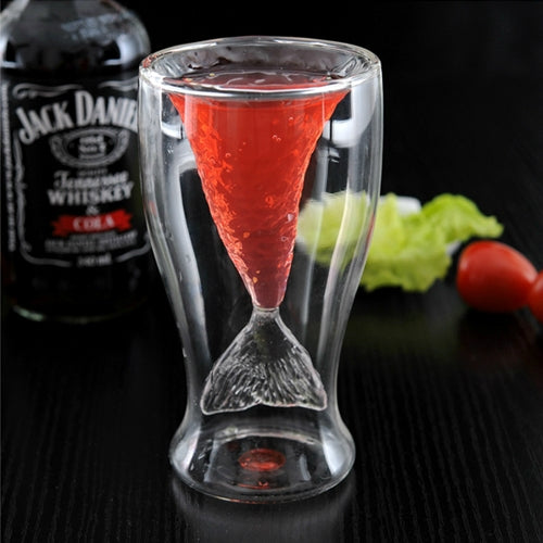 Fashion Novelty Double Layer Mermaid Style Drinking Glass Cup, Capacity: 100ml