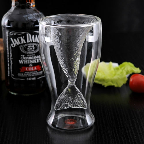 Fashion Novelty Double Layer Mermaid Style Drinking Glass Cup, Capacity: 100ml