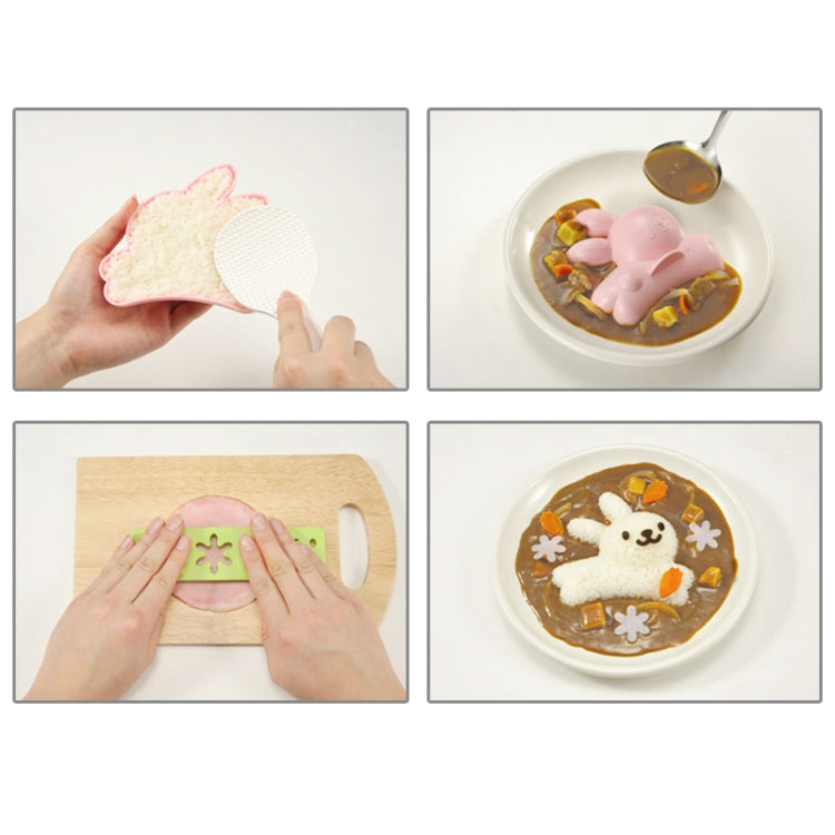 Cute Rabbit + Dolphin + Flower Style DIY Bento Meal Molds Set / Rice Cake Mold