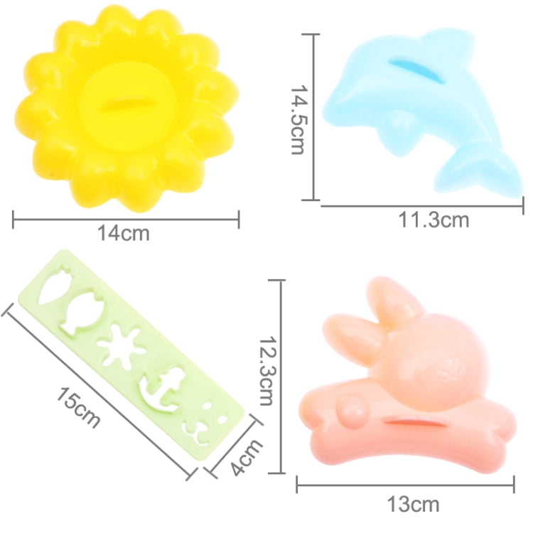 Cute Rabbit + Dolphin + Flower Style DIY Bento Meal Molds Set / Rice Cake Mold