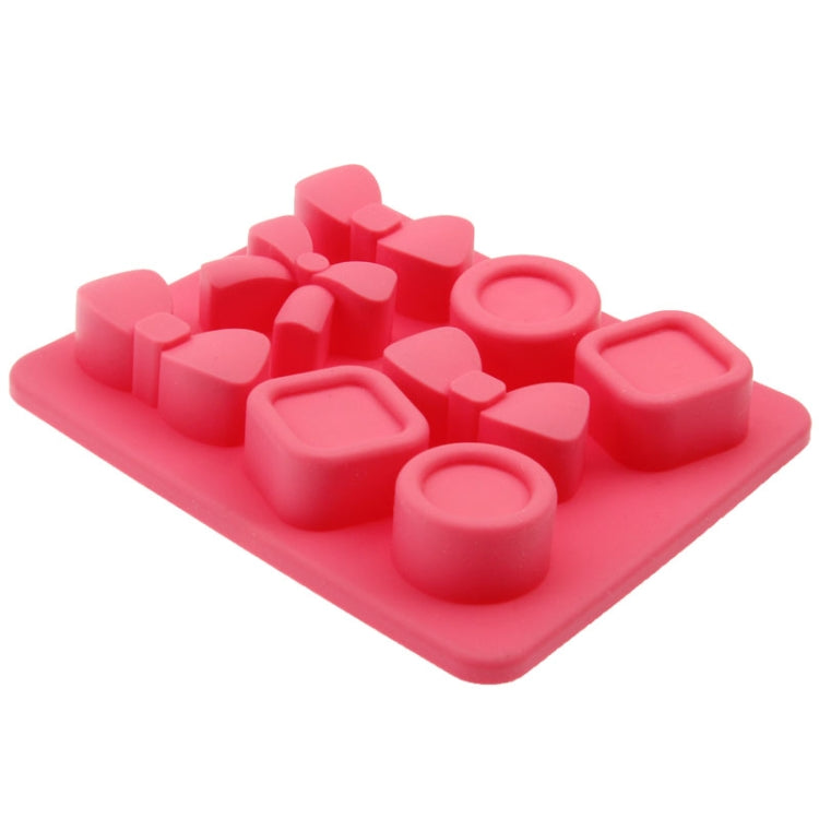 Creative Bowknot & Button Shape 8-Grid Ice Cube Tray(Magenta)