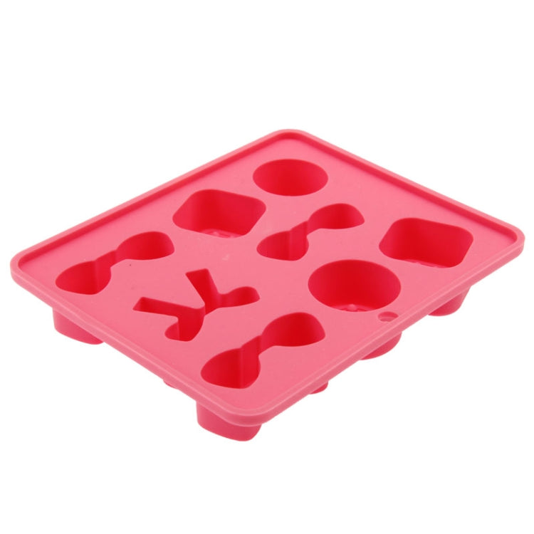 Creative Bowknot & Button Shape 8-Grid Ice Cube Tray(Magenta)