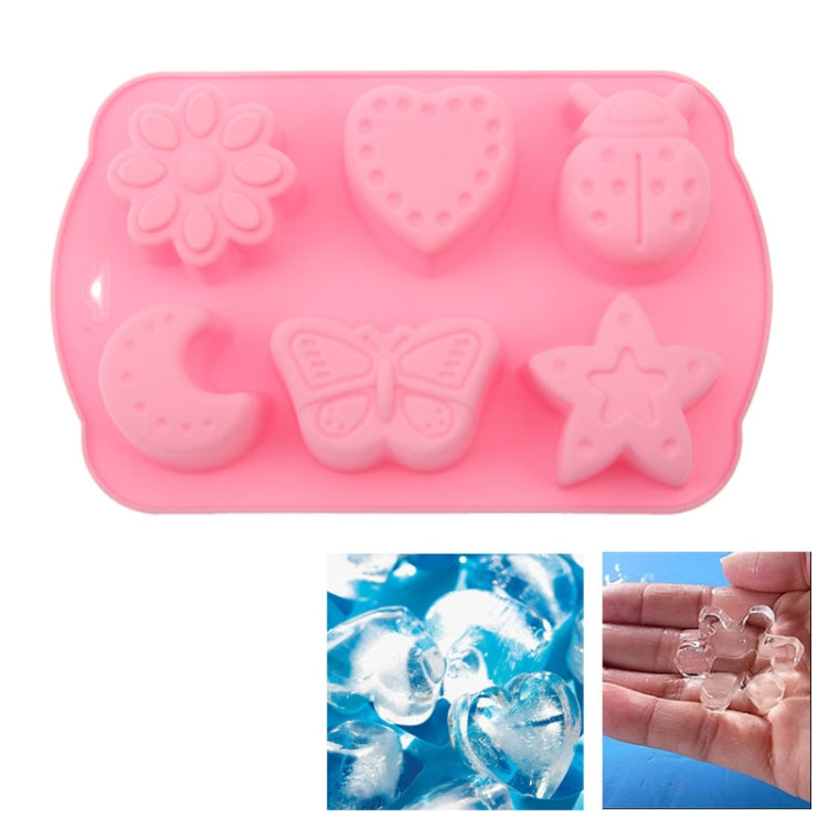 Creative Cartoon Shape 6-Grid Ice Cube Tray(Pink)
