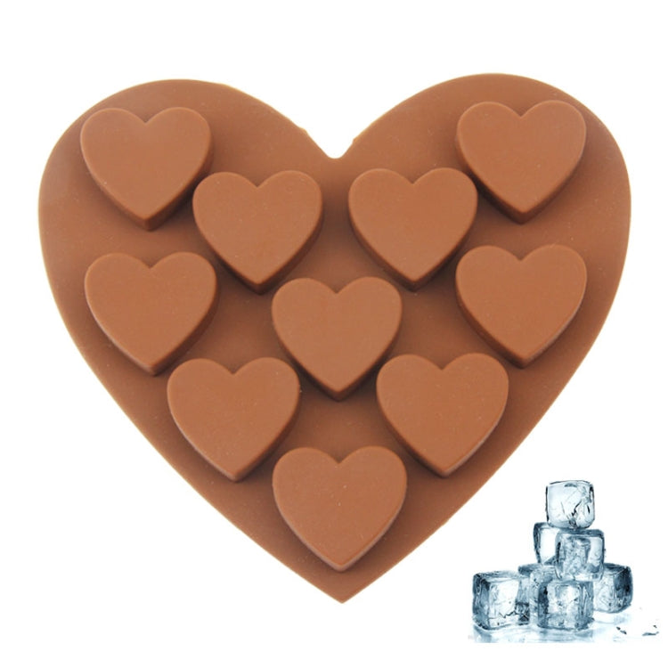 Lovely Heart Shape 10-Grid Ice Cube Tray(Brown)
