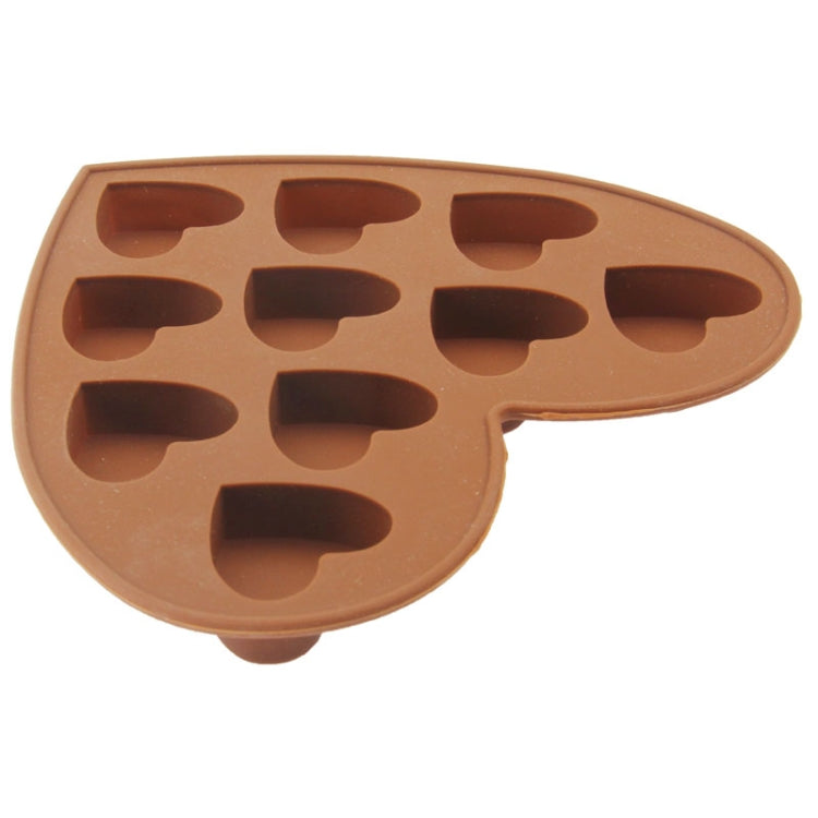 Lovely Heart Shape 10-Grid Ice Cube Tray(Brown)