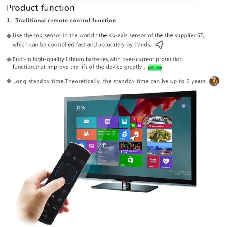 Measy GP830 Air Mouse Wireless Somatosensory Remote Control Keyboard with Game Pad Function and Voice Transceiver(Black)