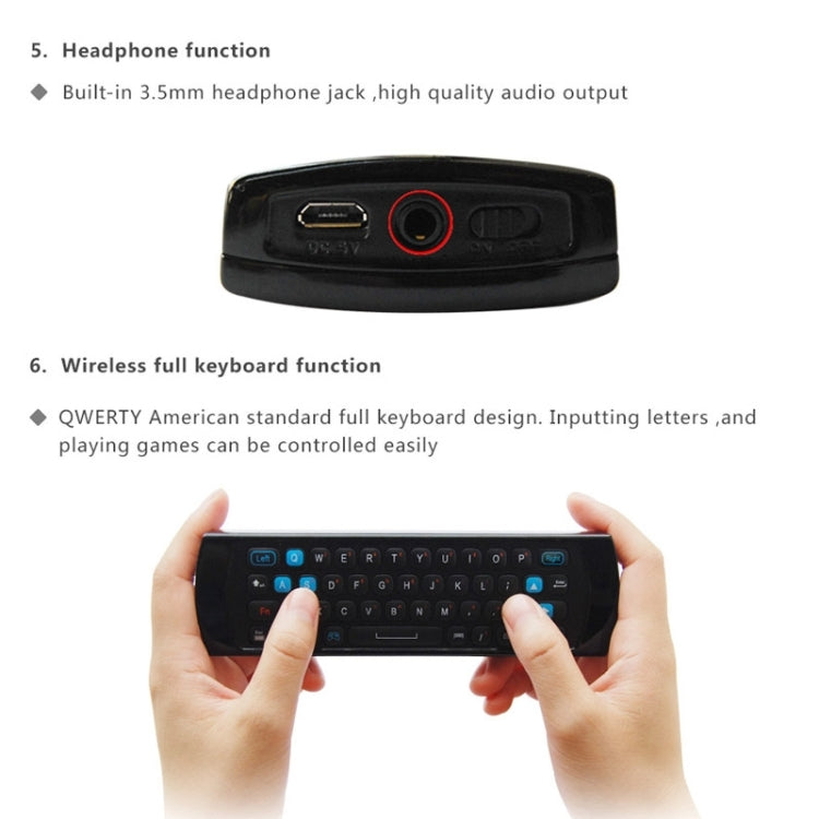 Measy GP830 Air Mouse Wireless Somatosensory Remote Control Keyboard with Game Pad Function and Voice Transceiver(Black)