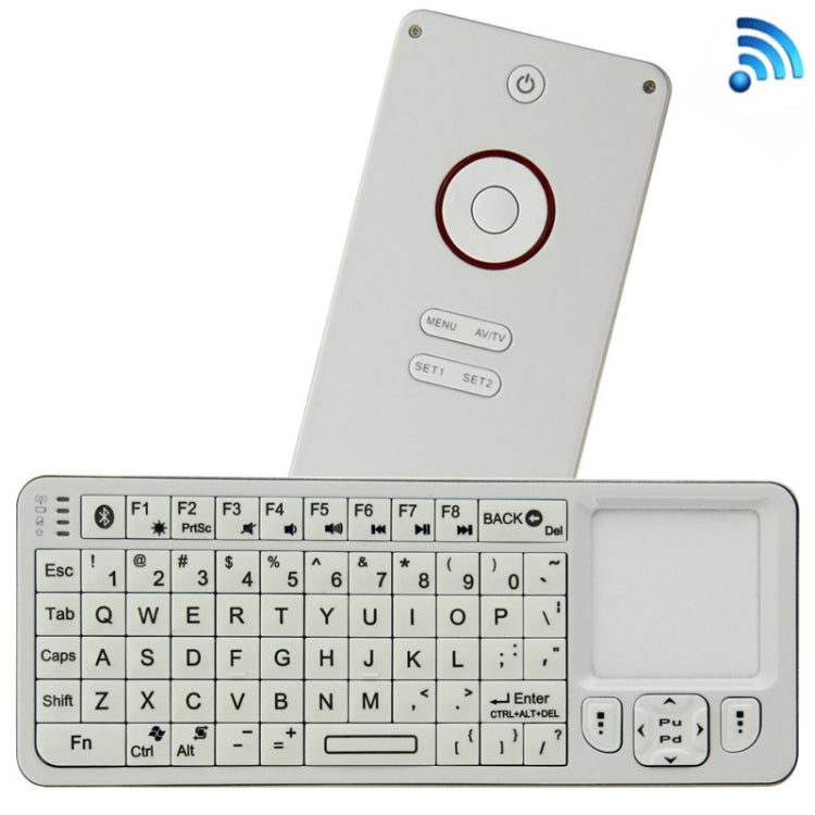 Handheld Bluetooth Keyboard With Touchpad Mouse & IR Remote for PC Notebook Smart Google TV Box(White)